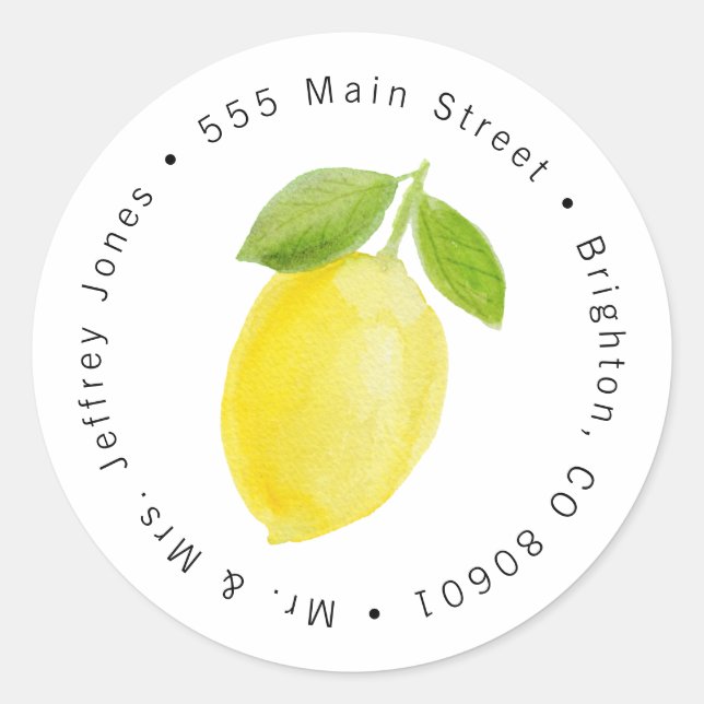Klistermärke för citronadressetikett (Framsida)