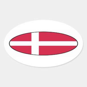 Klistermärke för Danmark flaggaOval