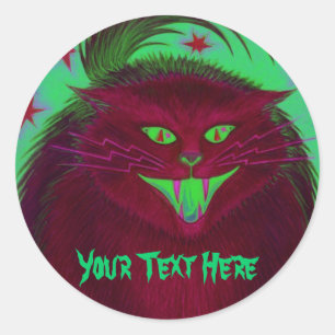 Klistermärke för "Din text" i den Scary Cat Red