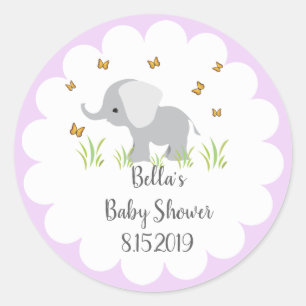 Klistermärke för grå färgelefantbaby shower