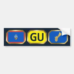 Klistermärke för Guams flagga och kartkod
