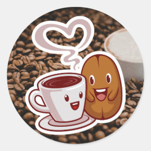 Klistermärke för kaffe tack bruna bönor stil