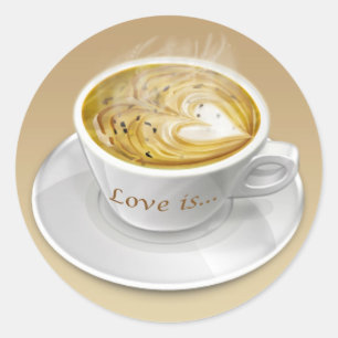 Klistermärke för kärlekkaffekopp