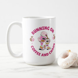 Klistermärke för 'Löper på Kaffe och Kaos' Kaffemugg