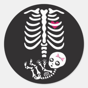 Klistermärke för mamma- och babyHalloween skelet