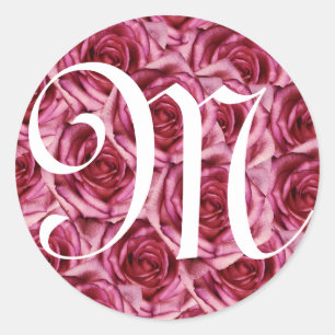 Klistermärke för rosa ros för Monogrambrev M