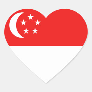 Klistermärke för Singapore flaggahjärta