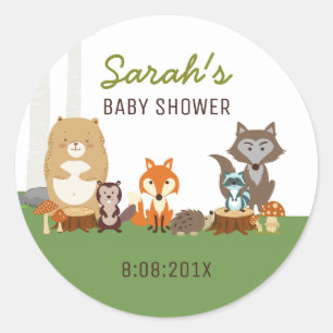 Klistermärke för skogsmarkbaby showerfavör