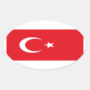 Klistermärke för Turkiet flaggaOval