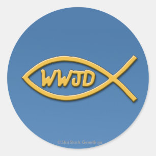 Klistermärke för WWJD-fisksymbol