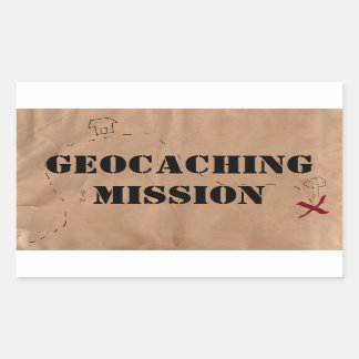 Klistermärke: Geocachingsuppdrag, på en gammal kar Rektangulärt Klistermärke