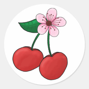 Klistermärke-Körsbär blommar Runt Klistermärke