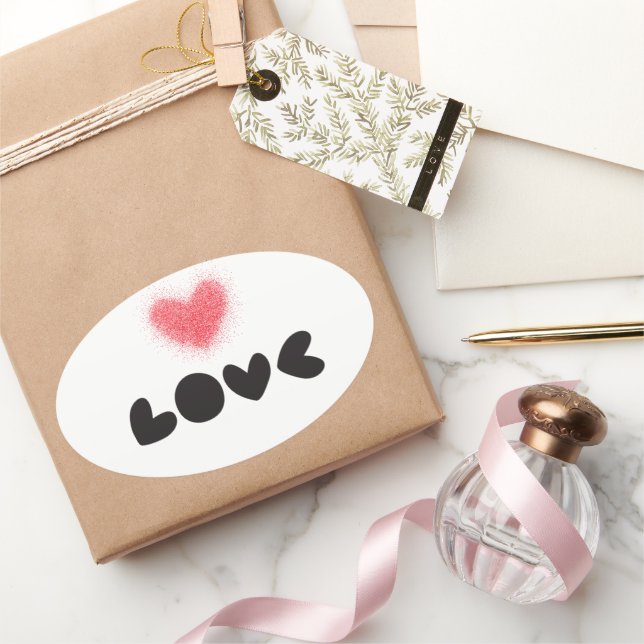 Klistermärke, Lebel - Röd kärlek Ovalt Klistermärke (Gifting)