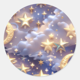 Klistermärke – Lyxig Vit Celestial Moon