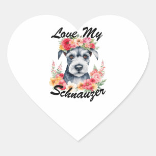 Klistermärke med blommig hjärta för Schnauzer-älsk