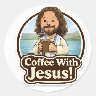 Klistermärke med kaffe med Jesus (3”)