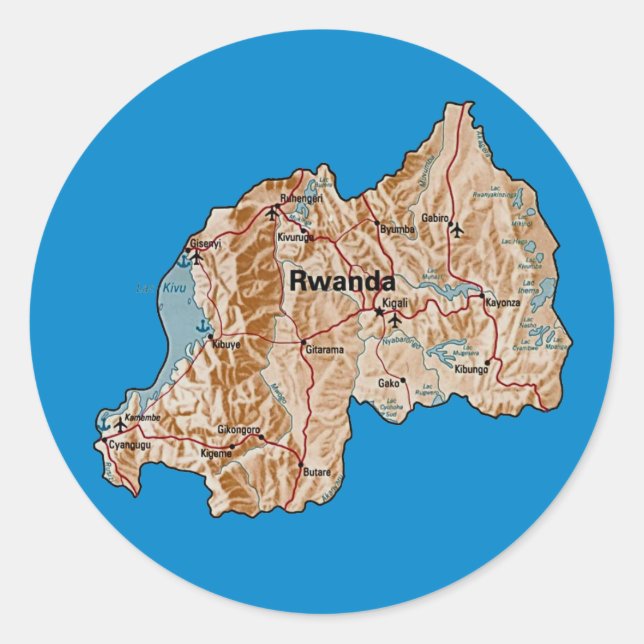 Klistermärke med Rwandakarta (Framsida)