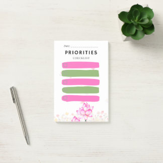 Klistermärke PRIORITET Kryssruta Rosa Lilja Post-it Block