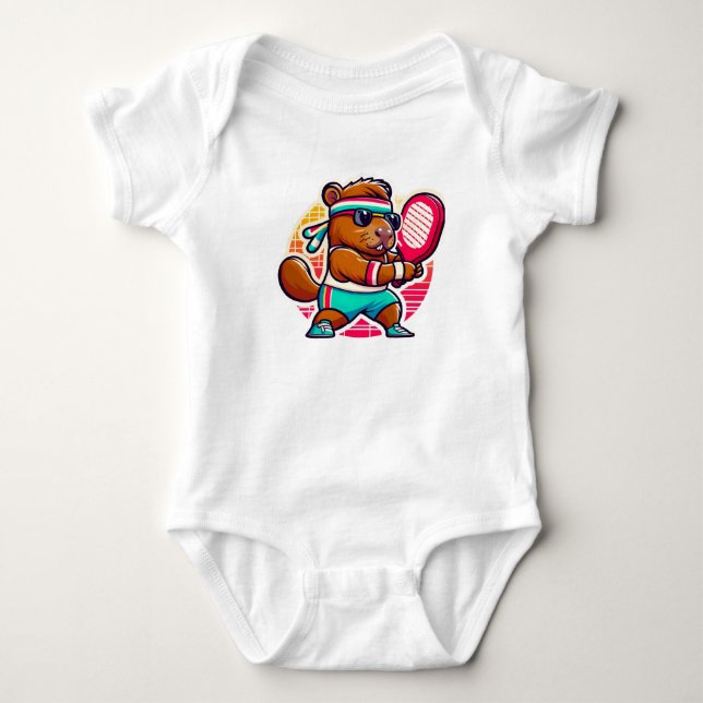 Klistermärke Vinyl Capybara Pickleball-spelare - S T Shirt (Framsida)