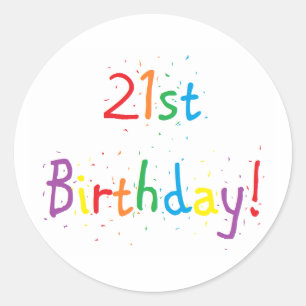 klistermärkear "för 21st födelsedag" runt klistermärke