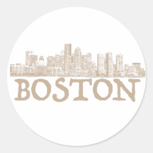 Klistermärkear för Boston stadshorisont Runt Klistermärke