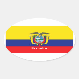 Klistermärkear för Ecuador flaggaoval Ovalt Klistermärke