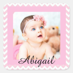 Klistermärkear för foto för personligrosababy fyrkantigt klistermärke