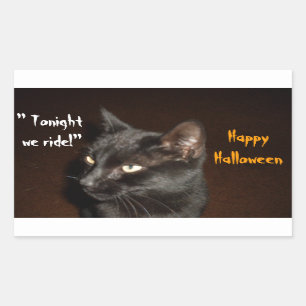 Klistermärkear för HALLOWEEN SVART KATTRITT Rektangulärt Klistermärke