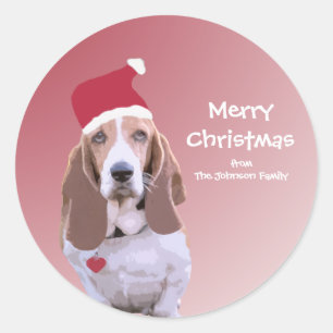 Klistermärkear för hund för personligSanta Bass Runt Klistermärke