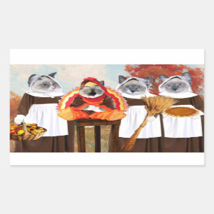 Klistermärkear för kattungethanksgivingrektangel rektangulärt klistermärke