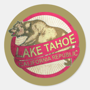 Klistermärkear för Lake Tahoe Kalifornien Runt Klistermärke