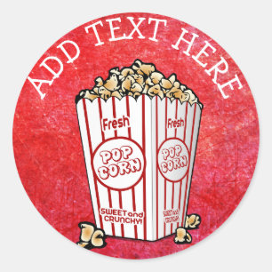 Klistermärkear för PERSONLIGpartyPopcorn Runt Klistermärke