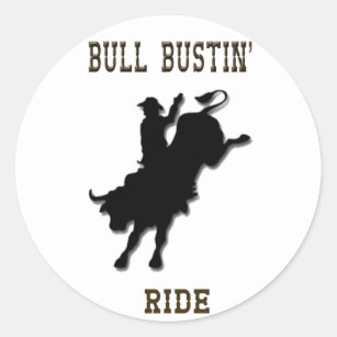 Klistermärkear för Rodeo "för tjurBustin ritt" Runt Klistermärke