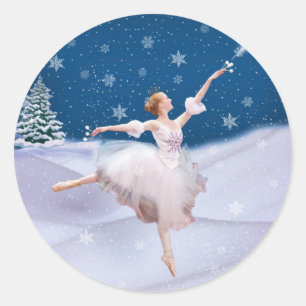 Klistermärkear för snödrottningBallerina Runt Klistermärke