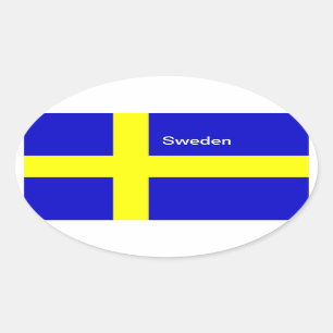Klistermärkear för sverigeflaggaoval ovalt klistermärke