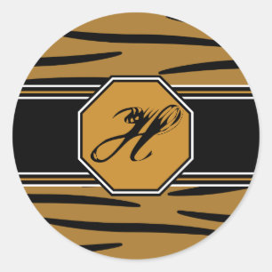 Klistermärkear för tigertryckMonogram Runt Klistermärke