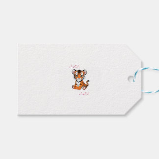 Klistermärke🐯Baby Tiger Konst med Rosa Fjärilar - Presentetikett