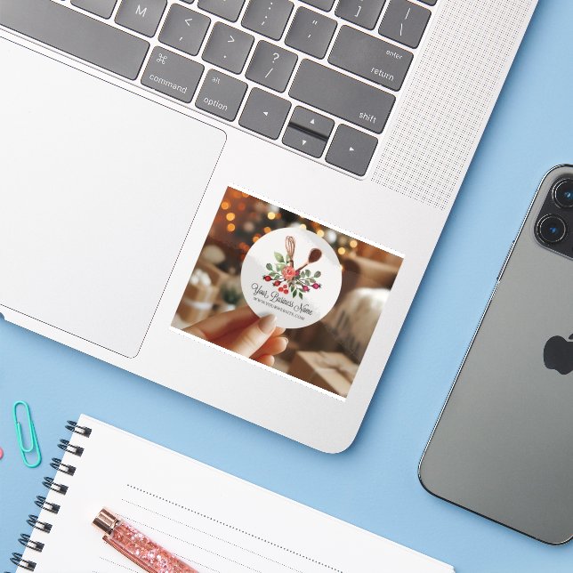 Klistermärken & Etiketter (Laptop med iPhone)