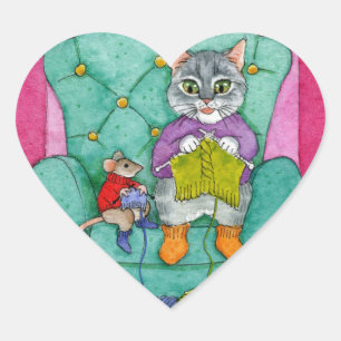 Klistermärken för katt och mus kärlek till sticka