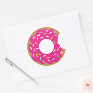 Klistermärken med biten donut med färgglada ströss