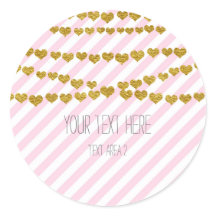 Klistermärken med rosa och vita ränder och guldfär