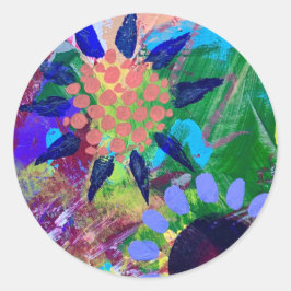 Klistermärken och sigill i abstrakt blommig design