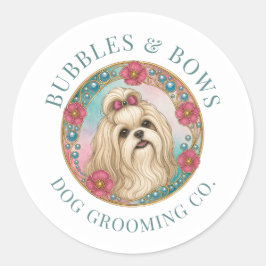 Klistermärkesark för Shih Tzu Grooming Salon Runt Klistermärke