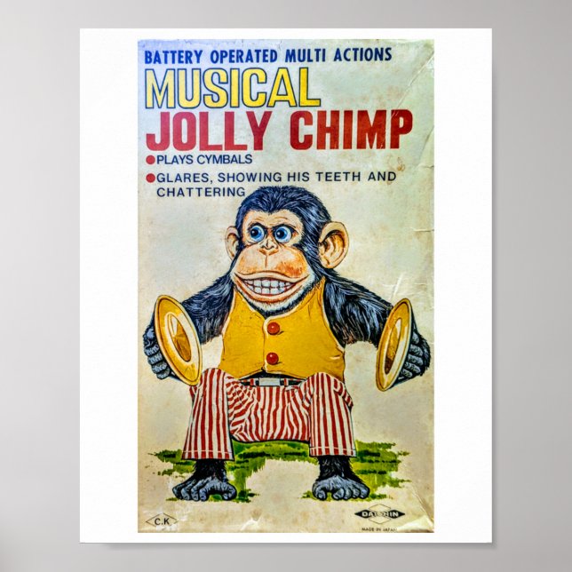 Klistermärket Cymbal Monkey Poster (Framsidan)