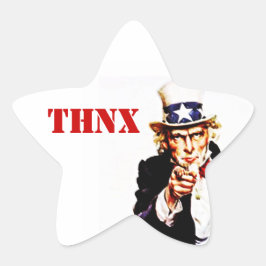 KlistermärkevintageUncle Sam THNX för ditt Stjärnformat Klistermärke