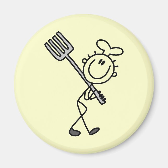 Klistfigur kock med gaffel magnet (Framsidan)