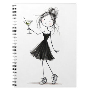 Klistfigur Partyflicka med Martini Anteckningsbok