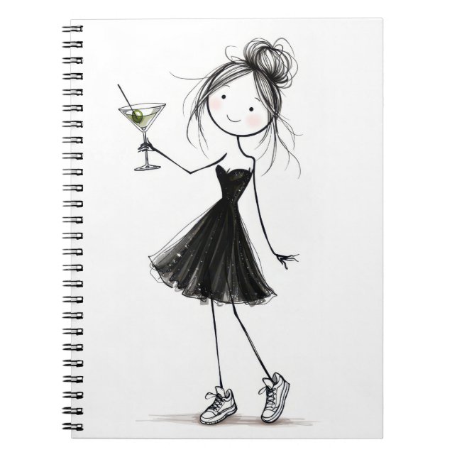 Klistfigur Partyflicka med Martini Anteckningsbok (Framsidan)