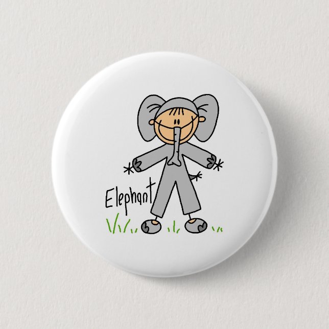 Klistickfigur i elefantkostym knapp (Framsida)