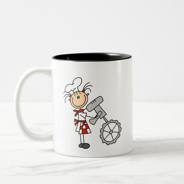 Klistickfigur kock som använder mixer-mugg Två-Tonad mugg (Vänster)